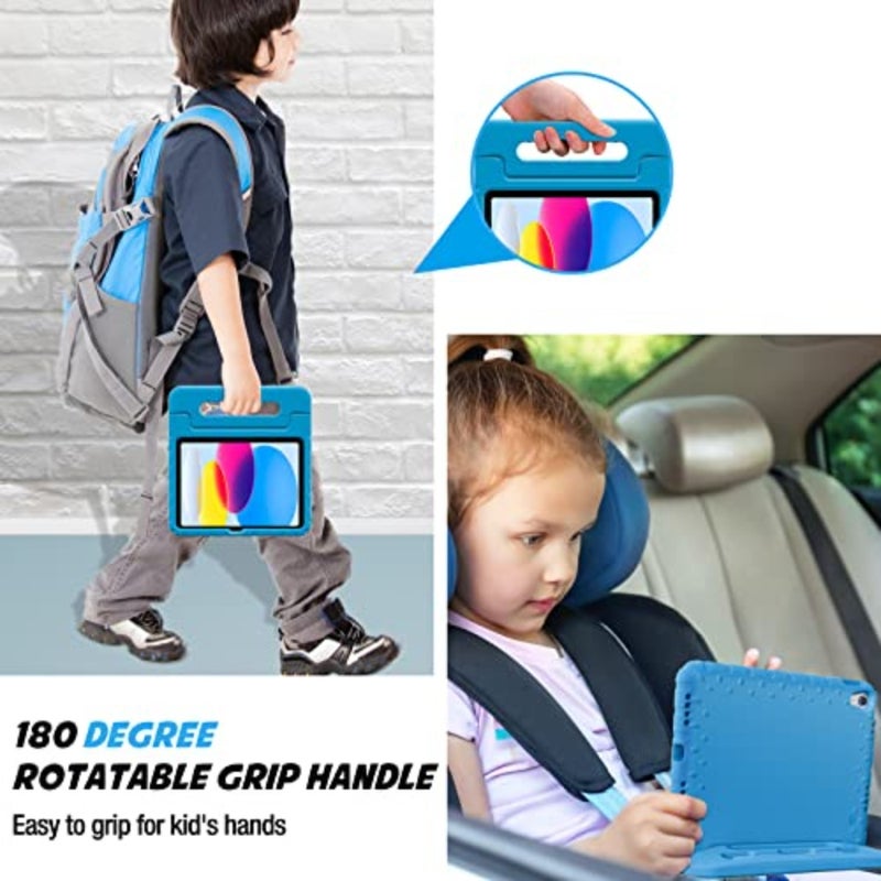 حافظة iPad 11th/10th Gen لعام 2025/2022، غطاء من البولي بروبيلين خفيف الوزن مقاوم للصدمات مع حامل قلم رصاص، مقبض قابل للتحويل باللون الأسود - Image 4