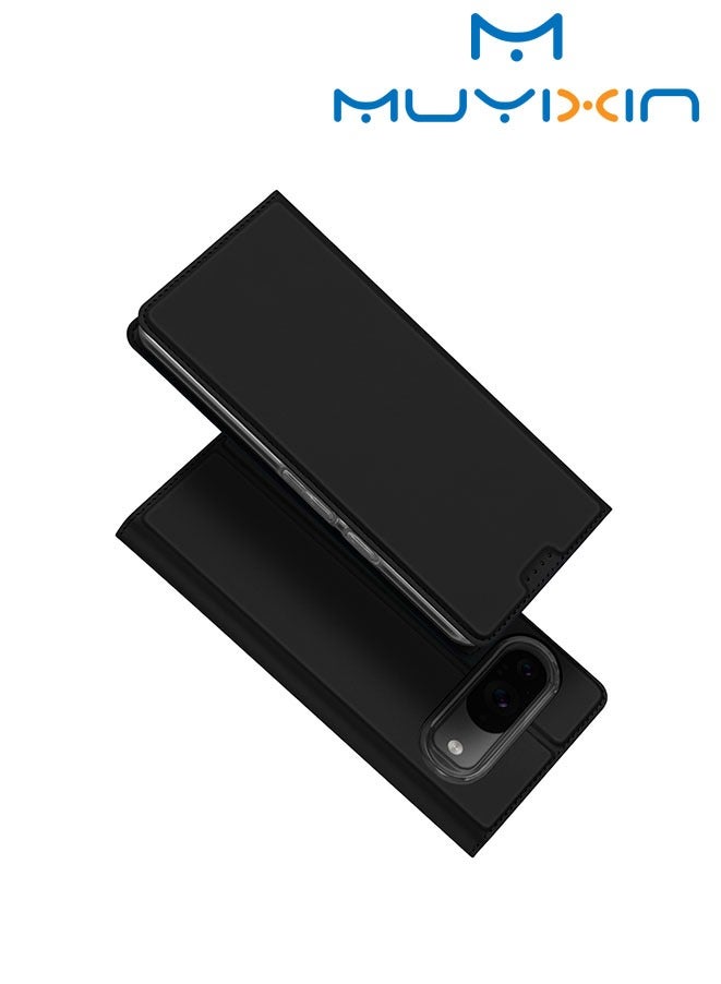 Muyixin حافظة لجهاز جوجل بكسل 9 / بكسل 9 برو حافظة جلدية قابلة للطي مع حامل بطاقة وإغلاق مغناطيسي (أسود) - Image 1