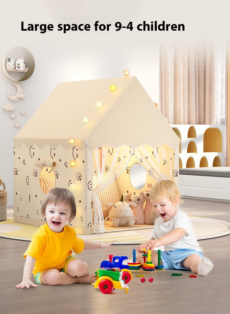 Arabest Children's Play Tent Kids Tent Indoor Girls Boys Castle Small House Toy House Princess Dream Bed Game Secret Base With Crawling Mat + Ball Light + Clouds + Butterflies  - Image 2