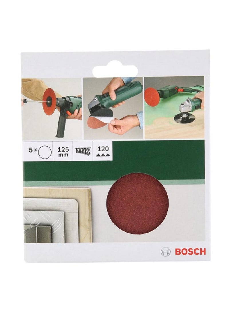 BOSCH G120 Angle Grinder Dril Sanding Sheet 125 Mm Red Pack Of 5