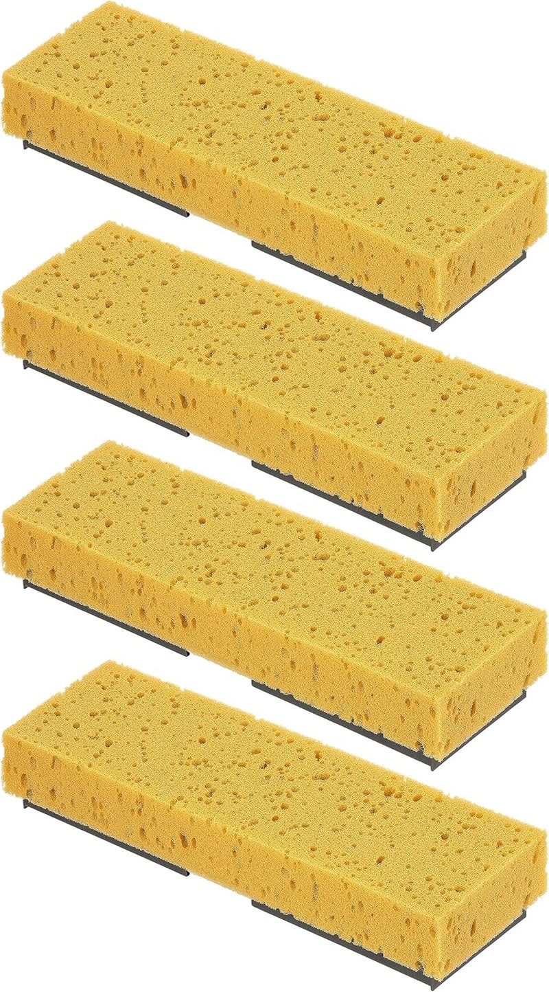 Superio Sponge Mop Refill for Mop 871 Only 9"x3" Screws: 6.5" Apart, 4 Pack - Image 1