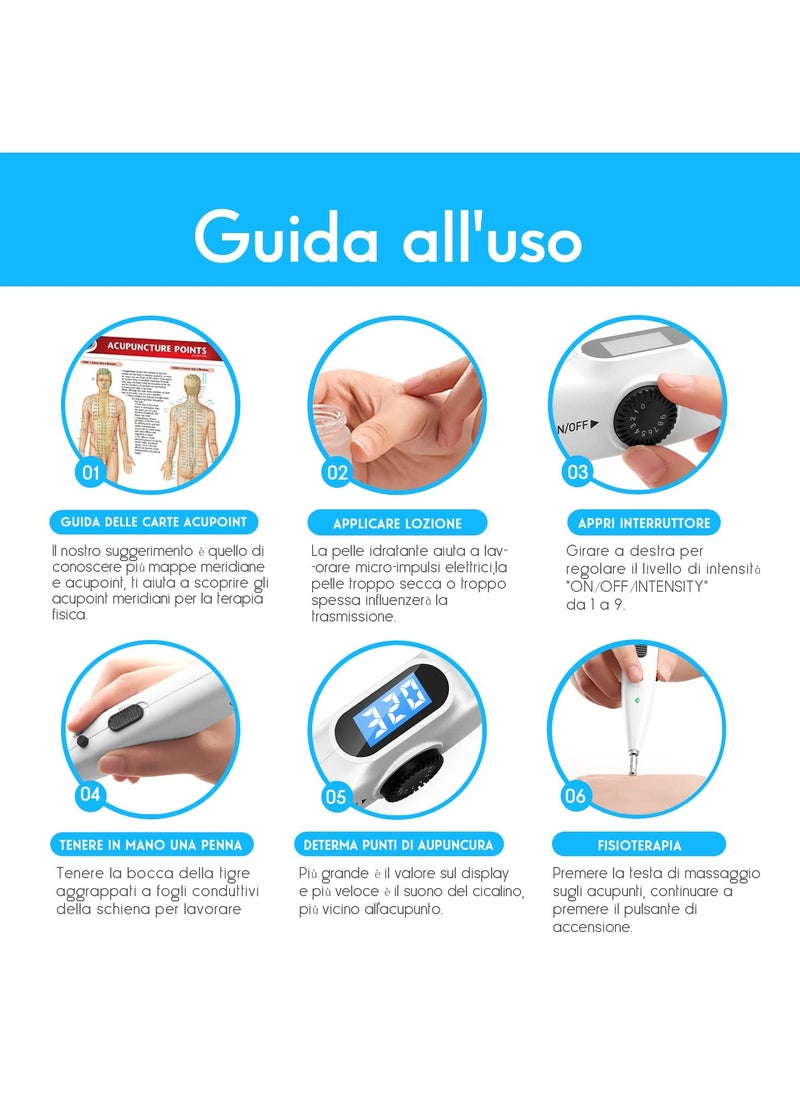 SYOSI - Electronic Acupuncture Pen, Electric Acupressure Pen, Powerful Meridian Energy Pulse Massage Pen, Rechargeable Meridian Finder Acupoints Automatically Relief Pain Tools with 2 Massage Heads - Image 1