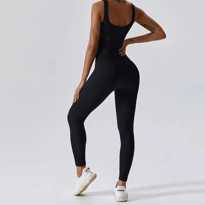 Explosions Threaded Trousers Jumpsuit Seamless Stretch Sportswear Fitness Jumpsuit Yoga Jumpsuit - Image 3