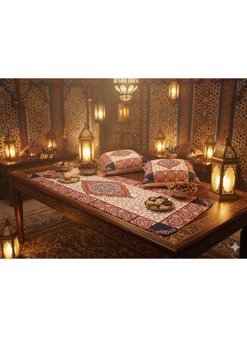 High Quality Ramadan Decorative Set, Linen Table Runner with 2 Cushion Covers, For decoration - Image 5