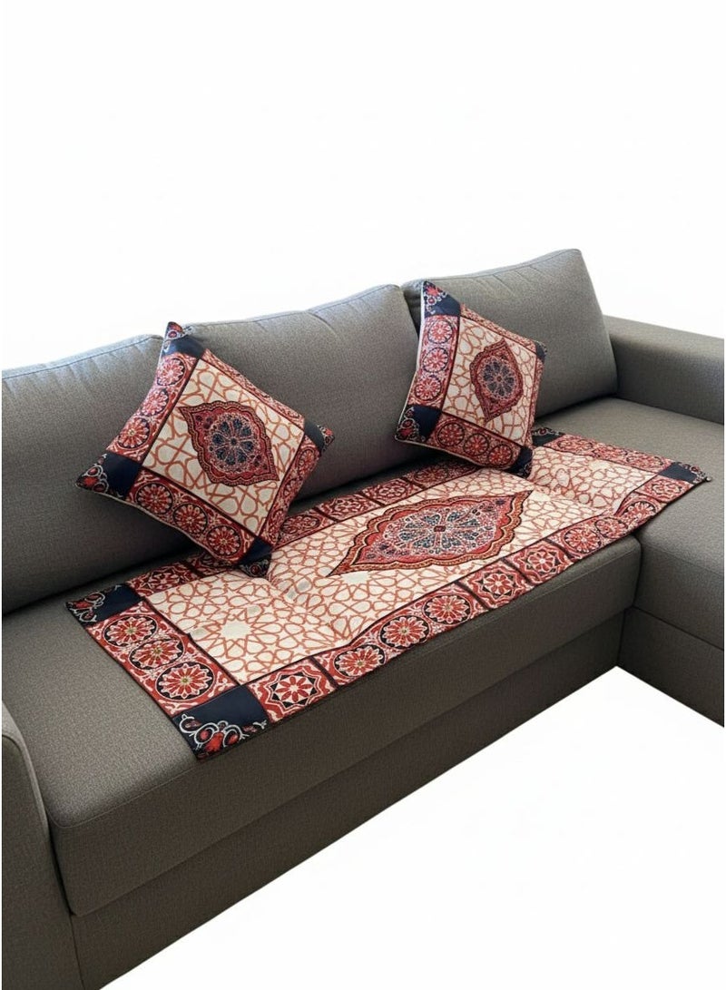 High Quality Ramadan Decorative Set, Linen Table Runner with 2 Cushion Covers, For decoration - Image 1