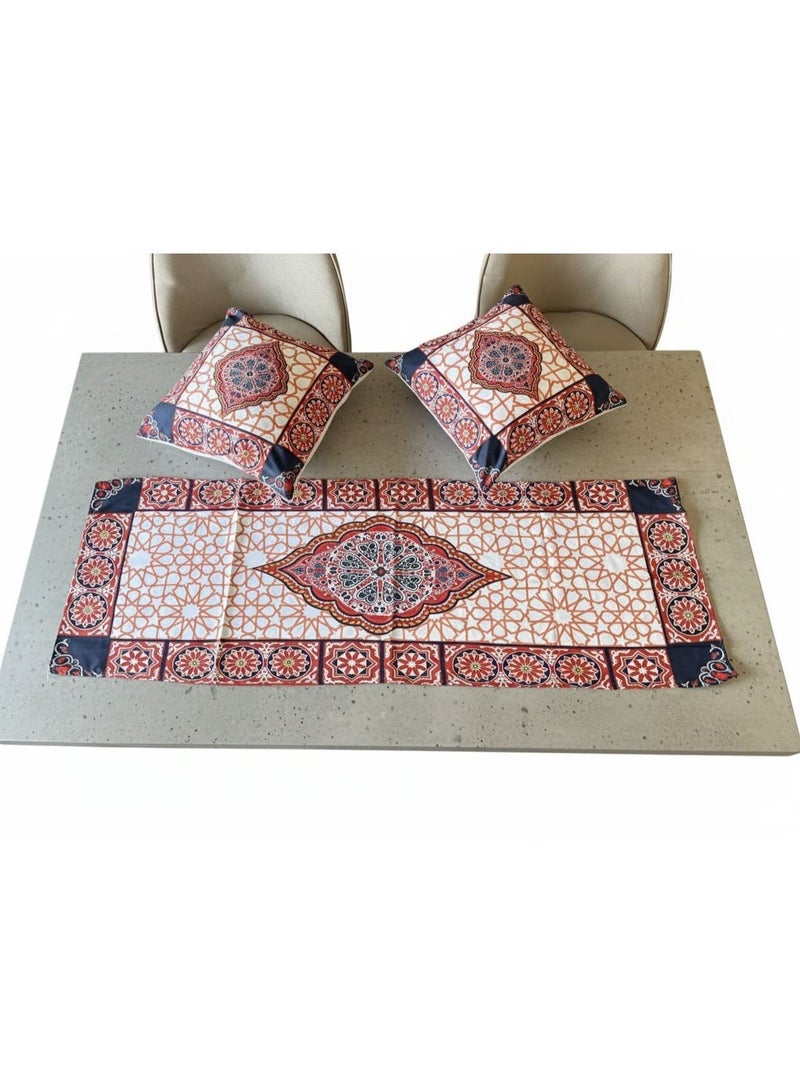 High Quality Ramadan Decorative Set, Linen Table Runner with 2 Cushion Covers, For decoration - Image 4
