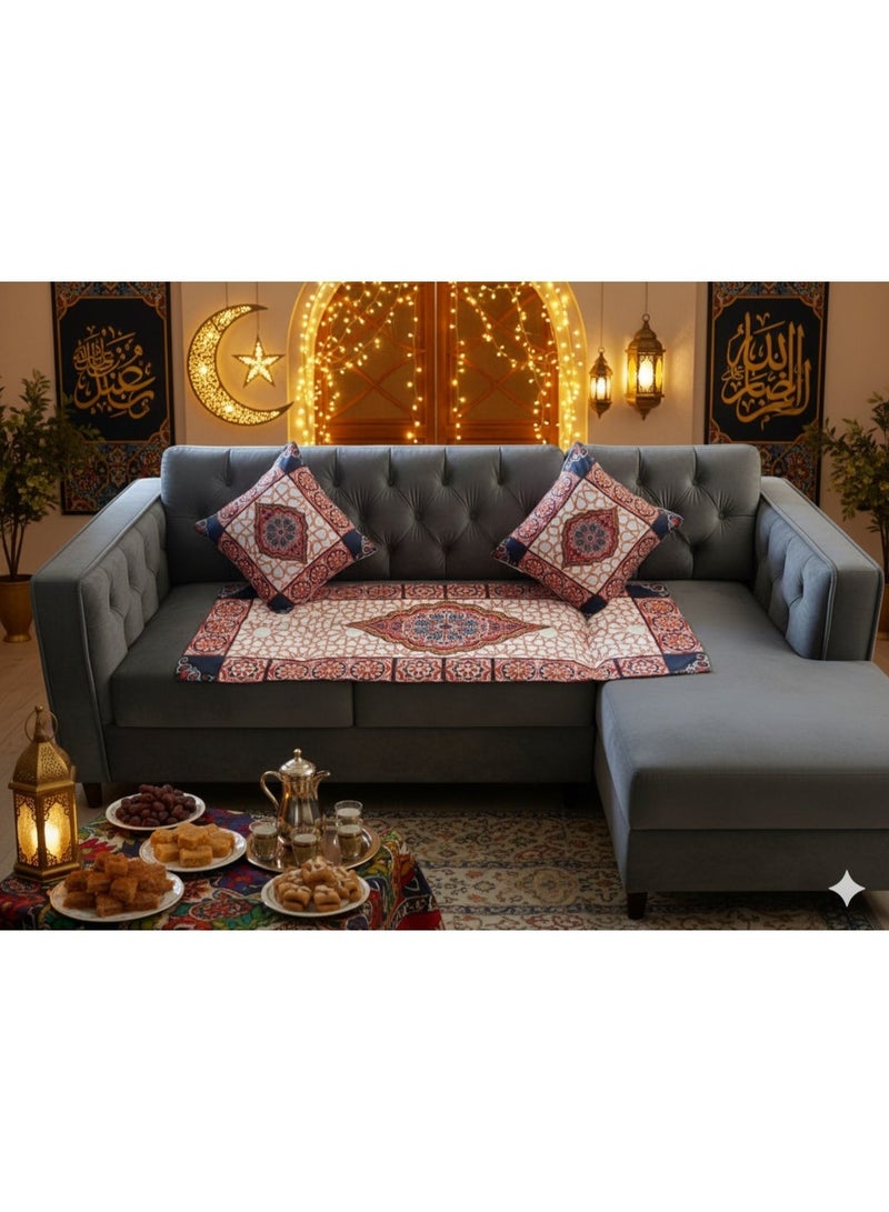 High Quality Ramadan Decorative Set, Linen Table Runner with 2 Cushion Covers, For decoration - Image 2