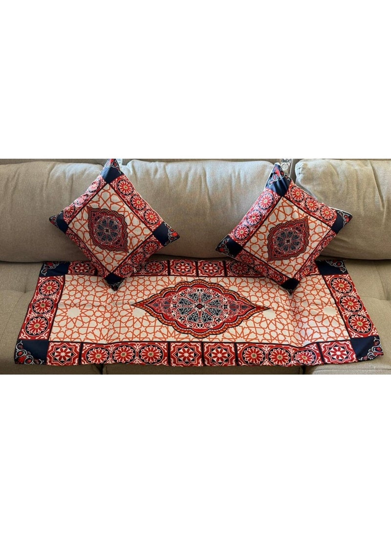 High Quality Ramadan Decorative Set, Linen Table Runner with 2 Cushion Covers, For decoration - Image 3
