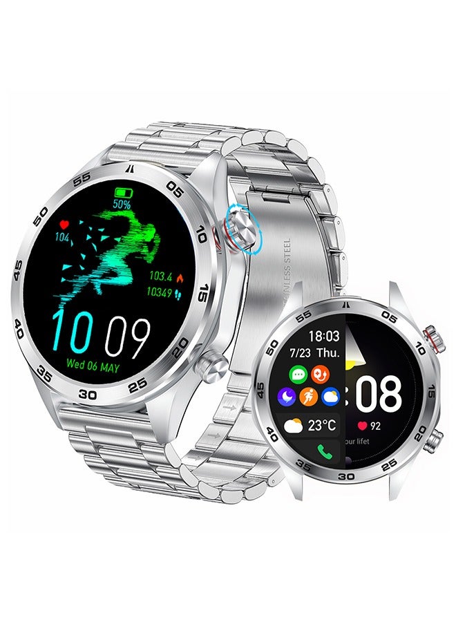 RollsTimi Smart Watch for Men 1.52" HD Military Sports Fitness Tracker Men's Smartwatch for Men with LED Flashlight, IP67 Waterproof Smartwatch with Heart Rate Sleep Monitor for iOS Android