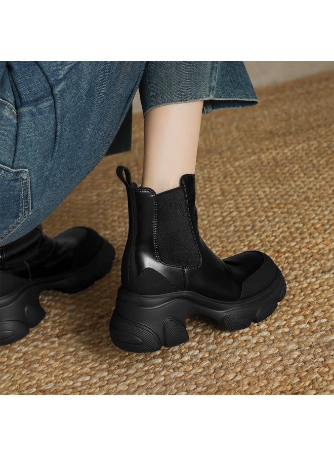 AME Thick Sole Slim Boots 2025 New Style Elastic Slip-on Chelsea Boots For Women, Ultra-lightweight - Image 5
