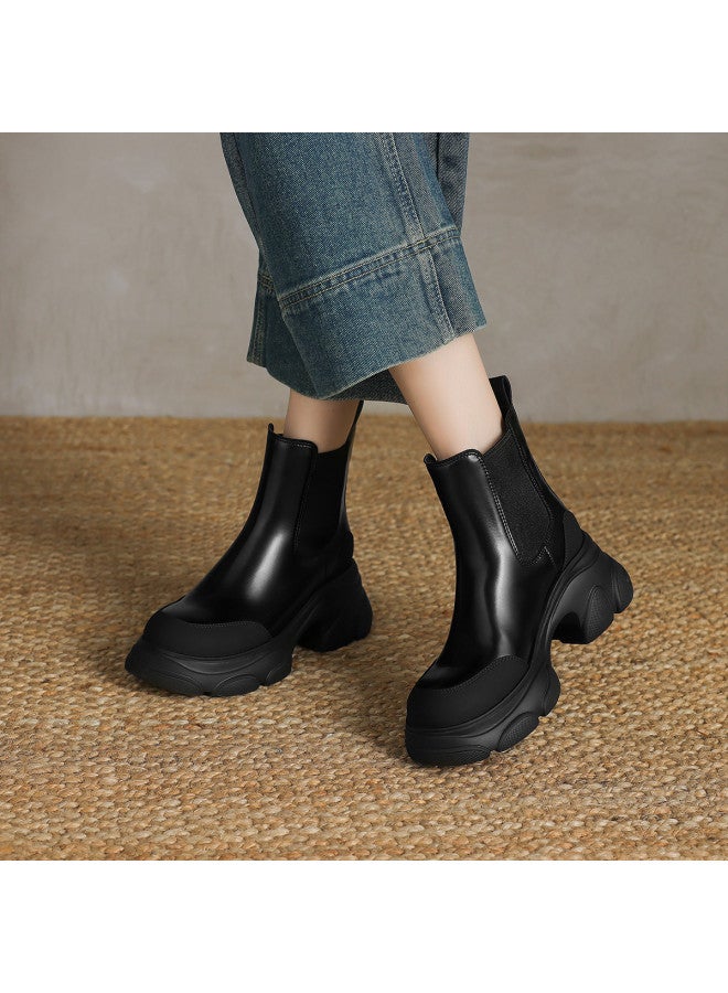 AME Thick Sole Slim Boots 2025 New Style Elastic Slip-on Chelsea Boots For Women, Ultra-lightweight - Image 2