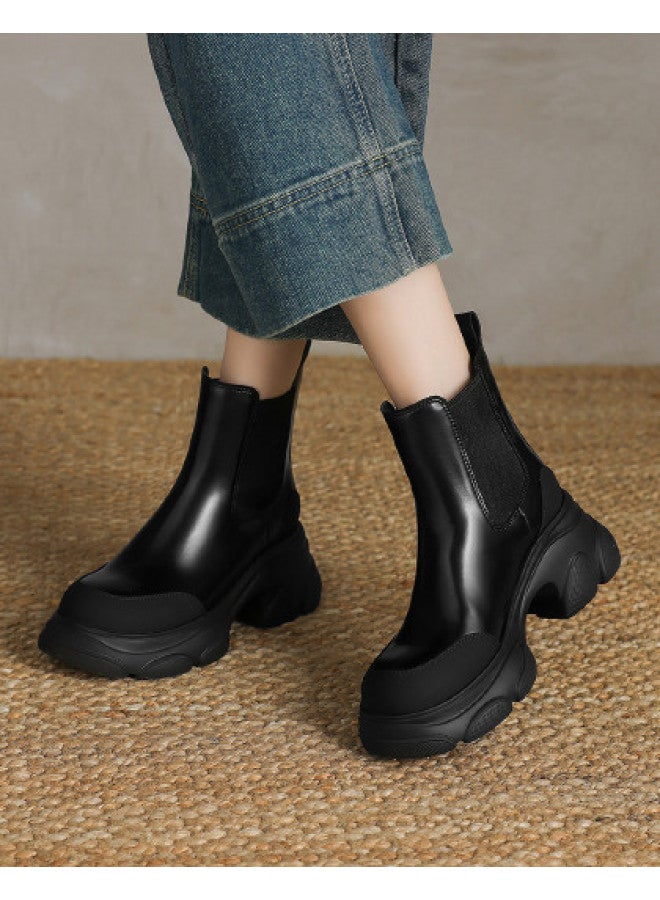AME Thick Sole Slim Boots 2025 New Style Elastic Slip-on Chelsea Boots For Women, Ultra-lightweight - Image 1