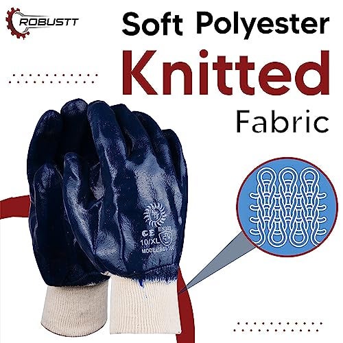 Robustt Industrial Safety Gloves Anti-Cut (Full Coated) for Finger and Hand Protection (Pack of 1), Heat Resistant, Cut Proof, Water Resistant, PVC Coated Polyester Hand Gloves - Image 2