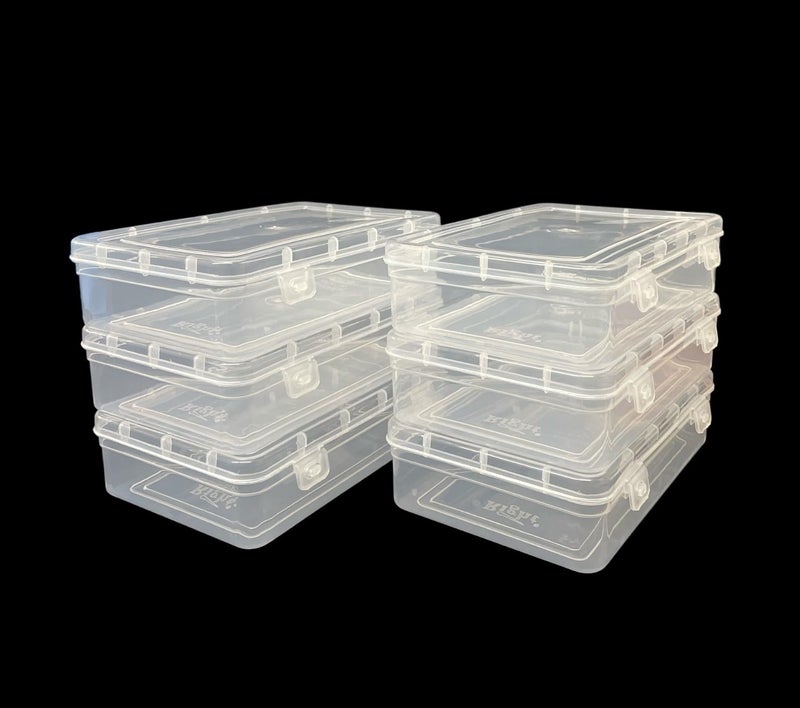 URBAA Plastic Small Storage Boxes Container With Lock Lid (Size No. - 44) (Clear, 16.5 X 11 X 4.5 Cm) - Set Of 6, Rectangular Boxes - Image 1