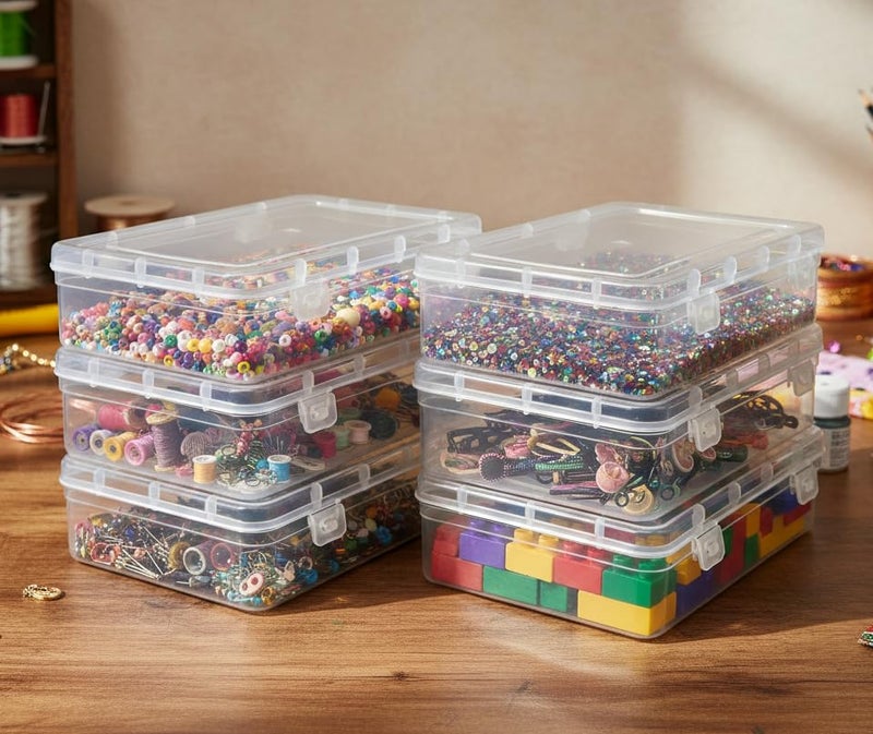 URBAA Plastic Small Storage Boxes Container With Lock Lid (Size No. - 44) (Clear, 16.5 X 11 X 4.5 Cm) - Set Of 6, Rectangular Boxes - Image 3