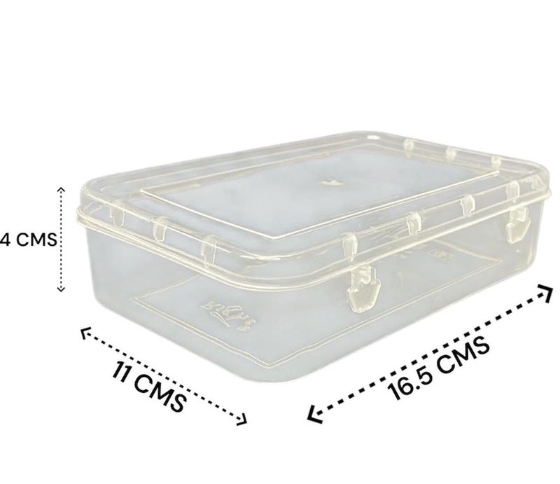 URBAA Plastic Small Storage Boxes Container With Lock Lid (Size No. - 44) (Clear, 16.5 X 11 X 4.5 Cm) - Set Of 6, Rectangular Boxes - Image 5