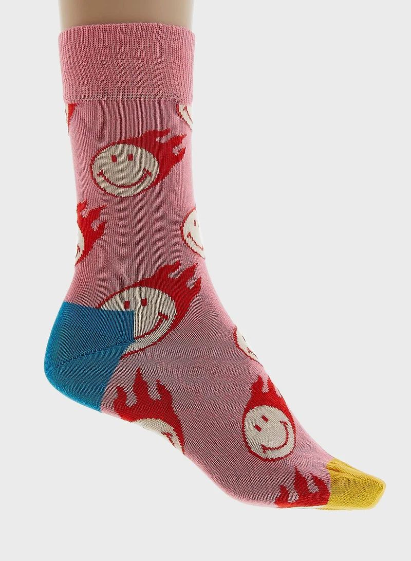 Happy Socks Flaming Smiley Socks