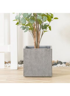 Fiber Clay Square Pot With Rough Design Outdoor Plants Pot Garden Decor| Decorative Planters For Home Garden 30x30x30 cm - Dark Grey 231202708943 - pzsku/Z8857A9AADB29CDB51A6AZ/45/_/1730975184/16bc8c36-ae4a-45fd-a692-9a4510d63f68