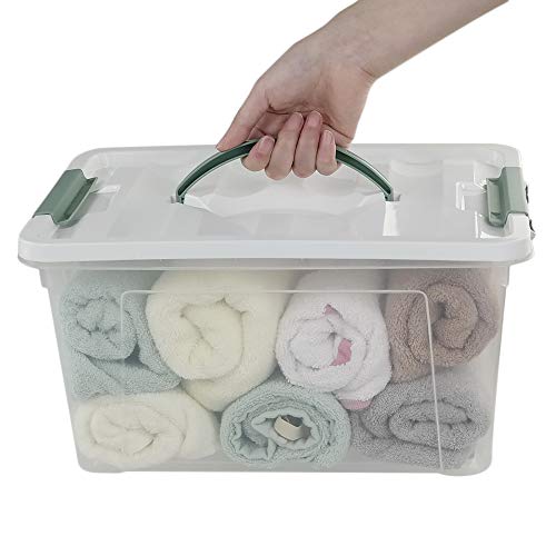 Saedy 14 Quart Latching Box, Great Funtionality Plastic Storage Bin with Lid, Clear Transparent Box with Handles - Image 2