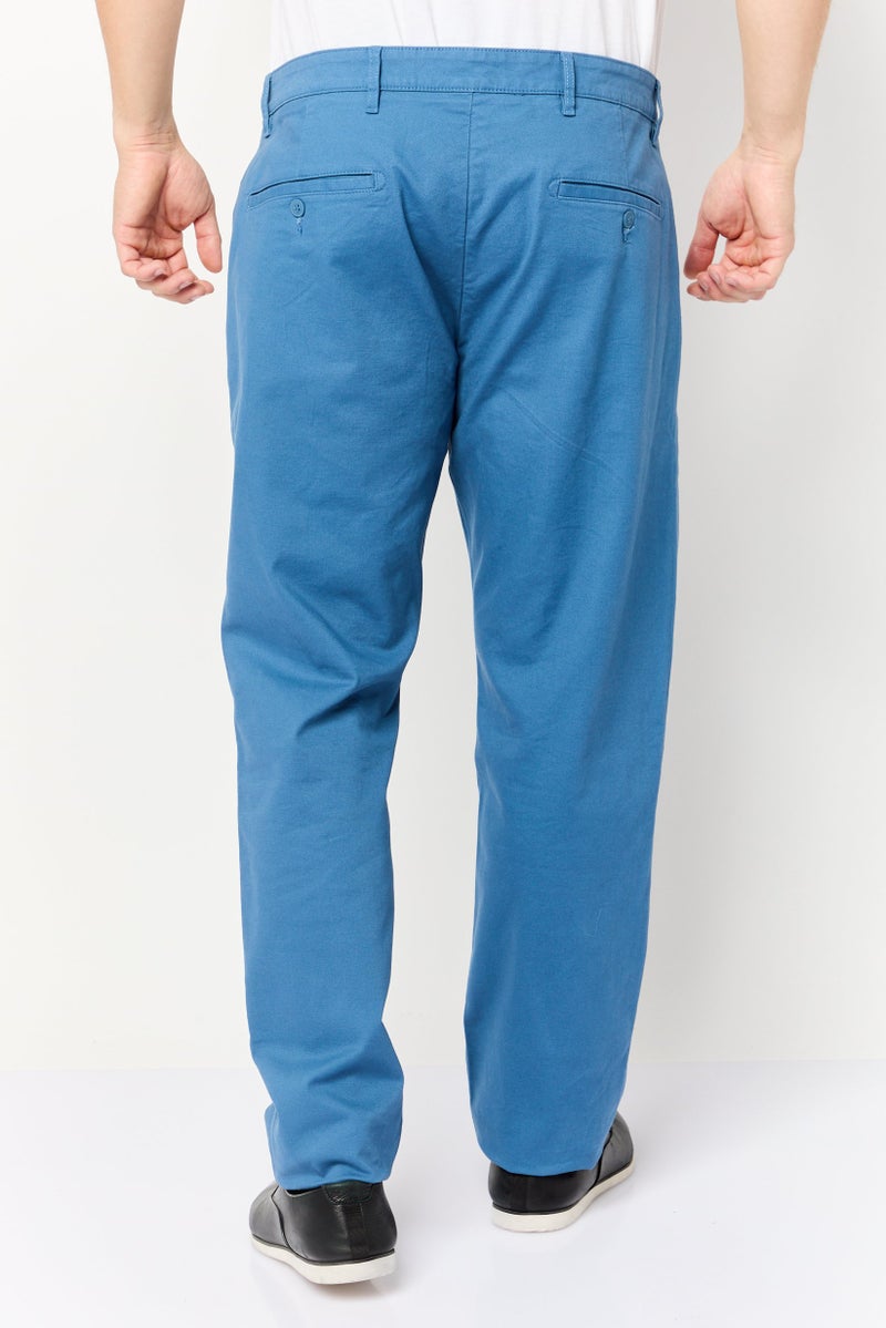 Celio Men Slim Fit Solid Stretchable Chino Pants, Blue - Image 4