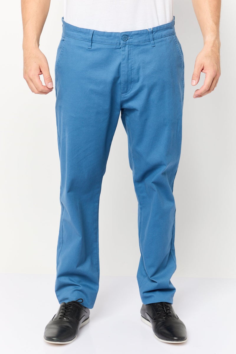 Celio Men Slim Fit Solid Stretchable Chino Pants, Blue - Image 1