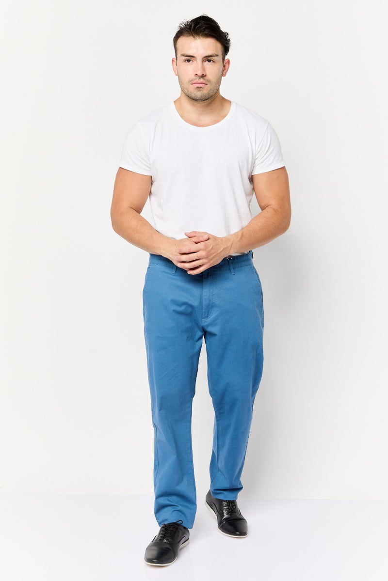 Celio Men Slim Fit Solid Stretchable Chino Pants, Blue - Image 2