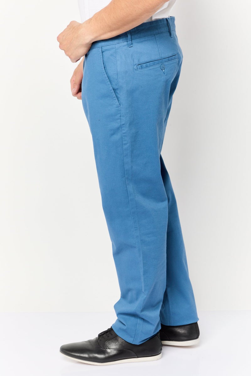 Celio Men Slim Fit Solid Stretchable Chino Pants, Blue - Image 3