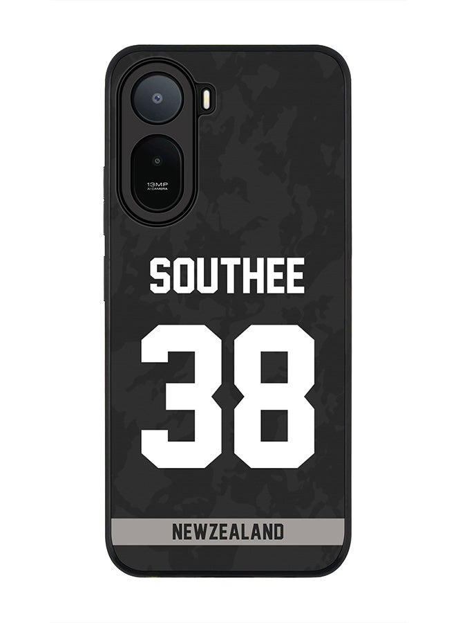 Stylizedd Rugged Case for Xiaomi Redmi A7 Pro 4G / Poco C81 / Poco C81 Pro / Poco C85x 5G- Slim Fit Hybrid Rubber Cover New Zealand Tim Southee, Jersey No 38