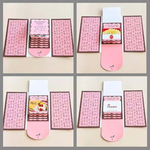 Neioaas Handcrafted Waterfall Christmas Greeting Card Booklet - Unique Pull-Tab Interactive Holiday Card with 5 Pull-Down Panels - Gift Card Holder for Family & Friends (Pink) - Image 5