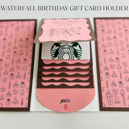 Neioaas Handcrafted Waterfall Christmas Greeting Card Booklet - Unique Pull-Tab Interactive Holiday Card with 5 Pull-Down Panels - Gift Card Holder for Family & Friends (Pink) - Image 4