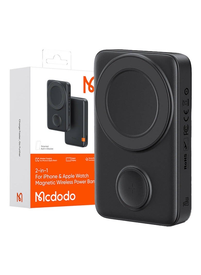 Mcdodo MC-1461 2 in 1 10000mAh 20W Magnetic Wireless Power Bank With Stand For iPhone And Apple Watch - Image 1