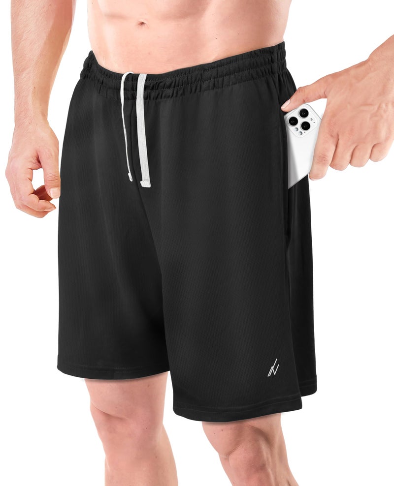 NY Threads Men's Athletic Shorts Quick Dry Loose-Fit Lightweight Running Workout Gym Shorts with Pockets, X-Large, Black - Image 1