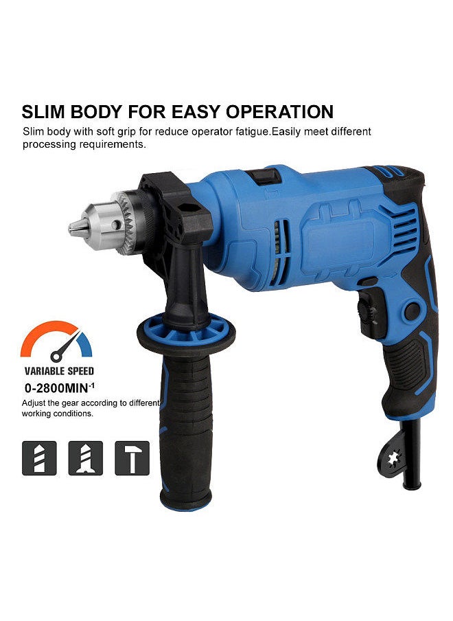 Generic - Hammer Drill 650W 5.5A 3000RPM Hammer Drill 2 in 1 Handle 360° Rotating Chuck Size 0-13mm 1/2Inch EU - Image 1