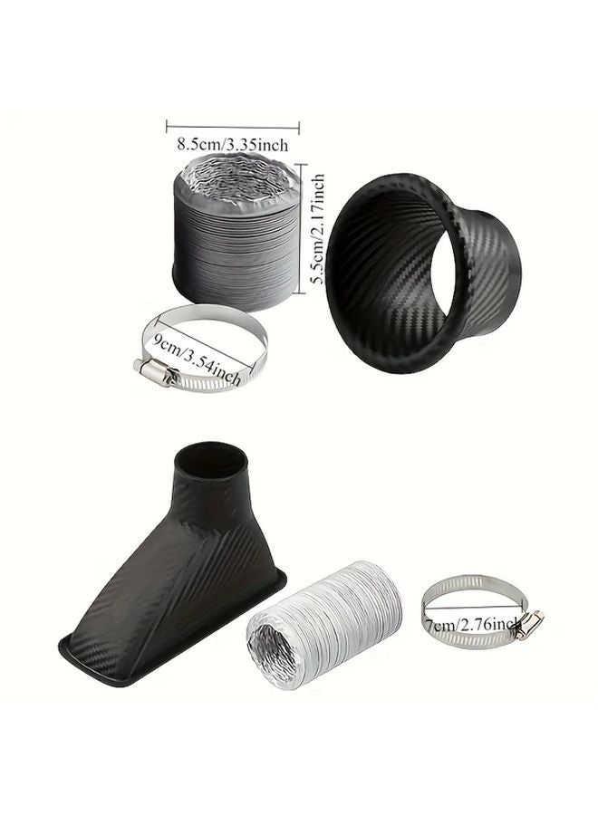 Round Car Front Bumper Air Intake Vortex Turbocharger Inlet Kit ABS Turbine Funnel Carbon Fiber Look - Image 4