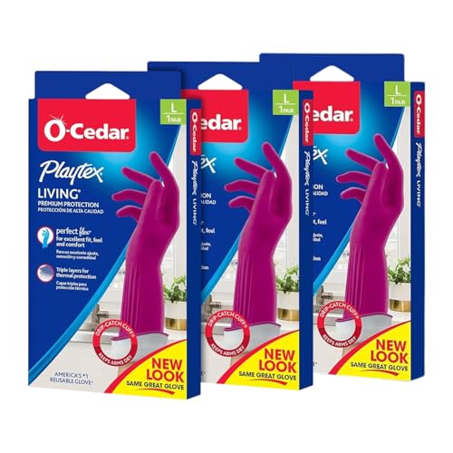 PLAYTEX Living Reusable Rubber Cleaning Gloves, Large (Pack of 3) - Image 1