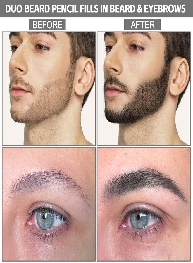 GEUUFEA Beard Pencil Filler for Men, Double Head 4 Forks Grooming Beard Pen, Fast Fill Thin Beard, Water & Sweat Resistant, Long-Lasting Black Beard Shaping Kit, Creates a Naturally Thicker Beard - Image 2