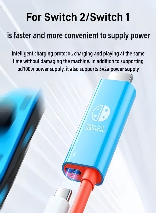 الصفحة الرئيسية كابل USB-C إلى HDMI (2 م) لأجهزة Switch 2/Switch 1 - 4K 60 هرتز، شحن سريع PD 100 واط، متوافق مع أجهزة Steam Deck و Samsung Dex و S21/S20/Note20/TabS7 4K. رفيق السفر الأساسي - Image 3