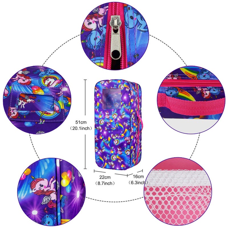 Ecore Fun 18 Inch Doll Storage Bag Travel Carrier Unicorn Case Great Fit for 18" Girl Dolls with Multi-Pocket | Doll Carrier Bags Perfect for 18IN Dolls - Image 2