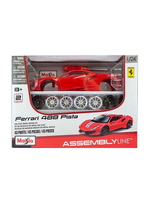 1:24 Assembly Line Ferrari 488 Pista Red Officially Licensed Scaled Replicas of Collectible Diecast Metal Models with Exquisite Interior and Exterior Detailing for All Age.