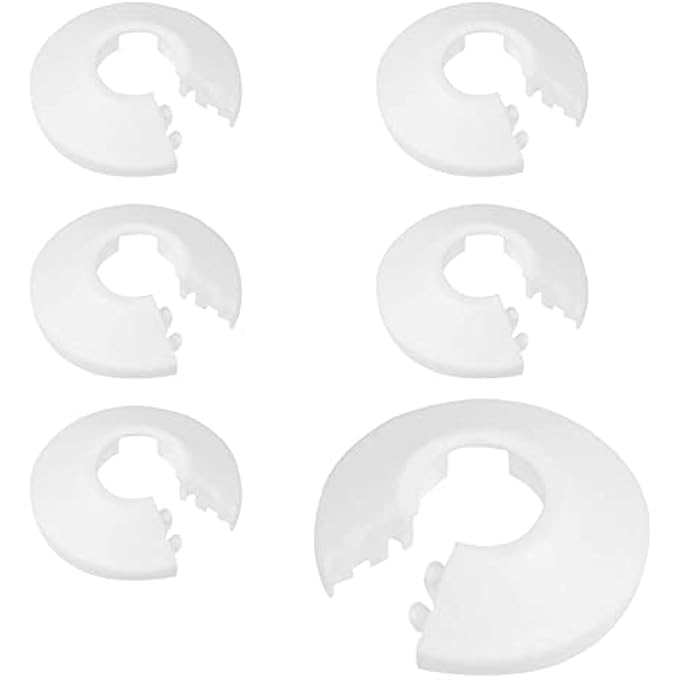 6PCS WATER PIPE COVERS 15MM PLASTIC RADIATOR PIPE COVERS PIPE COLLAR,RADIATOR PIPE COLLARS WHITE PIPE COVER COLLAR RADIATOR PIPE COVERS SLEEVES HEATING PIPE COVERS FOR 15MM DIAMETER PIPE DECORATION - Image 2
