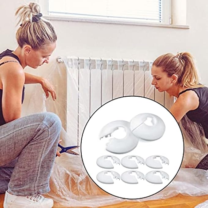 6PCS WATER PIPE COVERS 15MM PLASTIC RADIATOR PIPE COVERS PIPE COLLAR,RADIATOR PIPE COLLARS WHITE PIPE COVER COLLAR RADIATOR PIPE COVERS SLEEVES HEATING PIPE COVERS FOR 15MM DIAMETER PIPE DECORATION - Image 3
