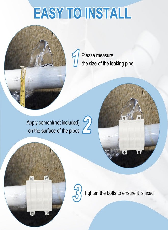 PATIKIL 2 Inch Water Pipe Repair Clamp PVC Leak Sealer for OD 50mm PE/PPR/Pipes and Plumbing (Length 2.7 Inch), White - Image 5