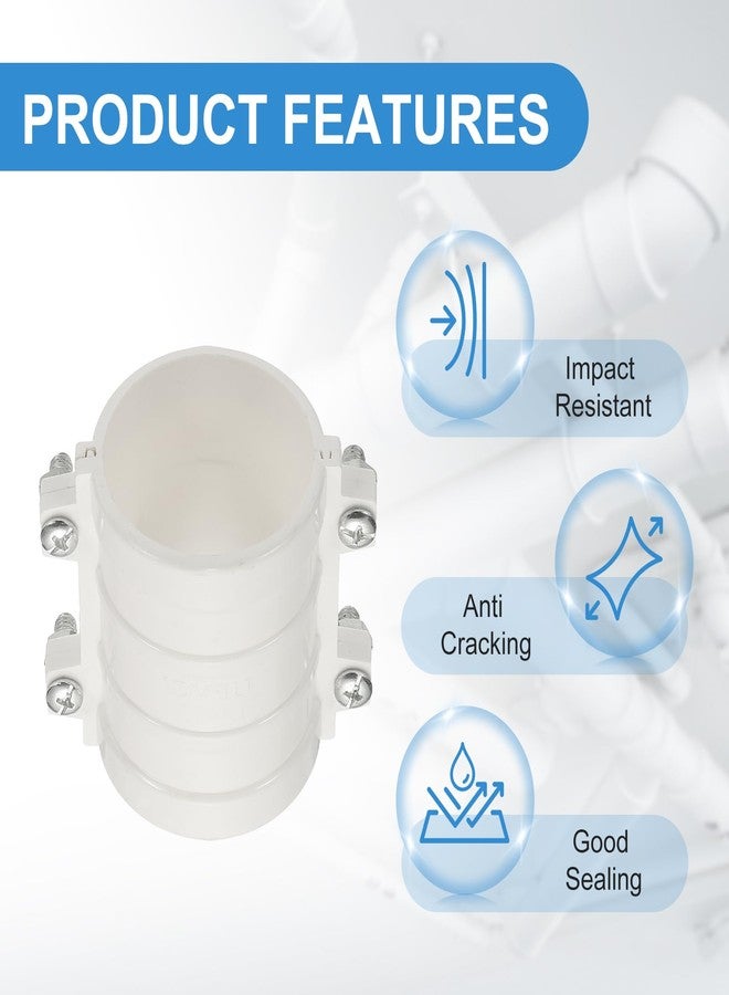 PATIKIL 2 Inch Water Pipe Repair Clamp PVC Leak Sealer for OD 50mm PE/PPR/Pipes and Plumbing (Length 2.7 Inch), White - Image 3
