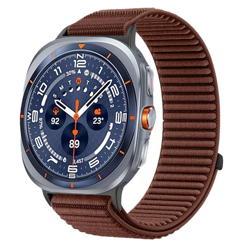 سوار ساعة ذكية سوار نايلون حلقي متوافق باللون أسود قابل للتعديل مع Samsung Galaxy Watch Ultra بملاءمة قابلة للتعديل وحزام بديل - Image 1