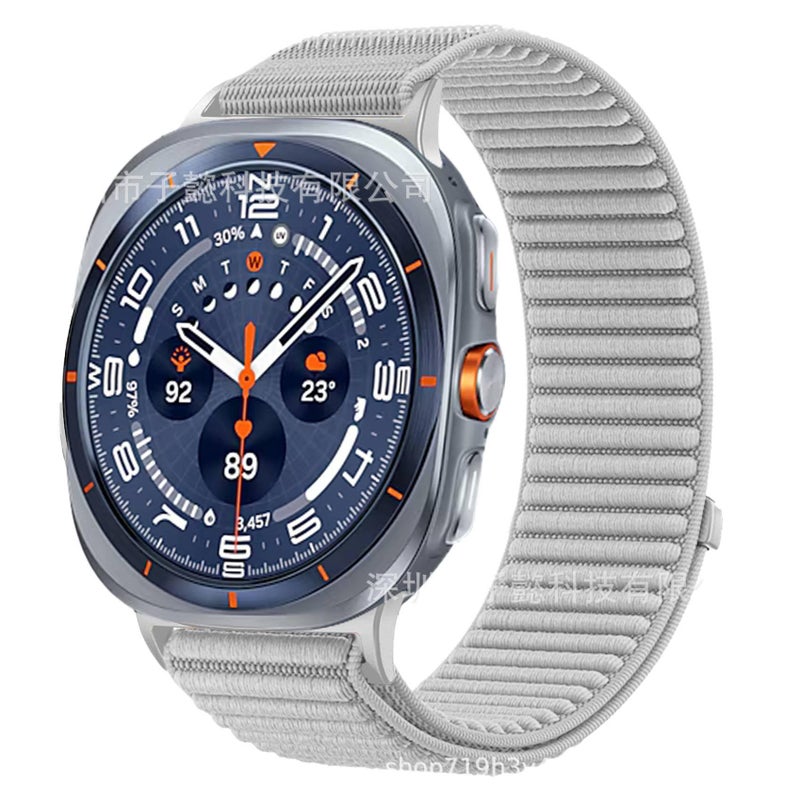 سوار ساعة ذكية سوار نايلون حلقي متوافق باللون أسود قابل للتعديل مع Samsung Galaxy Watch Ultra بملاءمة قابلة للتعديل وحزام بديل - Image 4