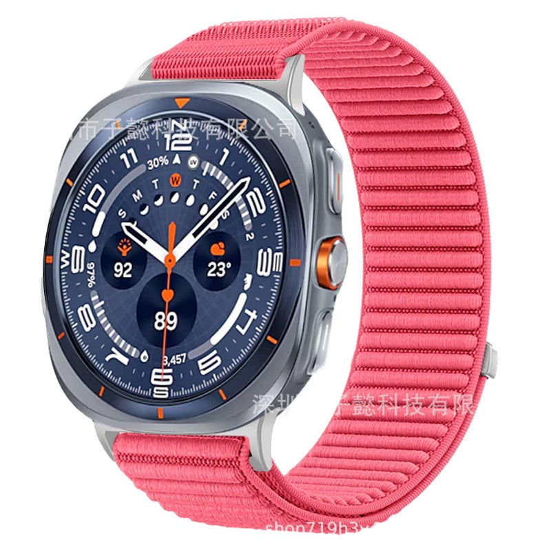 سوار ساعة ذكية سوار نايلون حلقي متوافق باللون أسود قابل للتعديل مع Samsung Galaxy Watch Ultra بملاءمة قابلة للتعديل وحزام بديل - Image 3