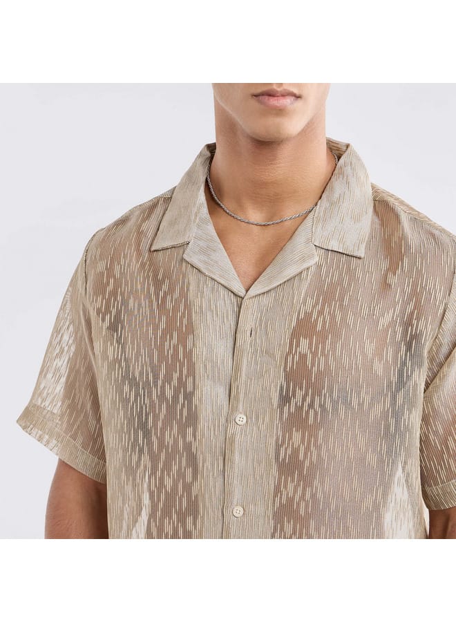 Splash FAV Regular Fit Textured Shirt with Short Sleeves - Image 4