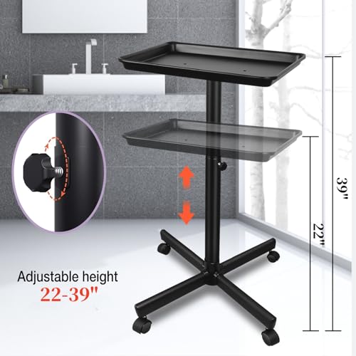 Takeashine Salon Tray, Metal Feet Salon Rolling Tray Cart, Salon Color Tray, Tattoo Tray with Wheels, Instrument Tray for Salon&Spa Use Black… - Image 2