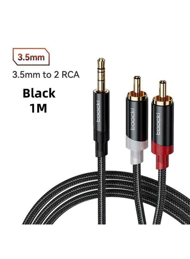 Toocki 3 5mm to 2RCA Audio Cable with USB Charging Black 39 37 Inch - Image 1