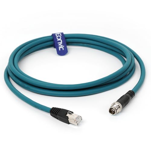 Eonvic Cognex Industrial Camera Ethernet M12 X-Type 8 Pin Male to RJ45 Cat-7e high-Flex Cable (3M, Blue) - Image 1